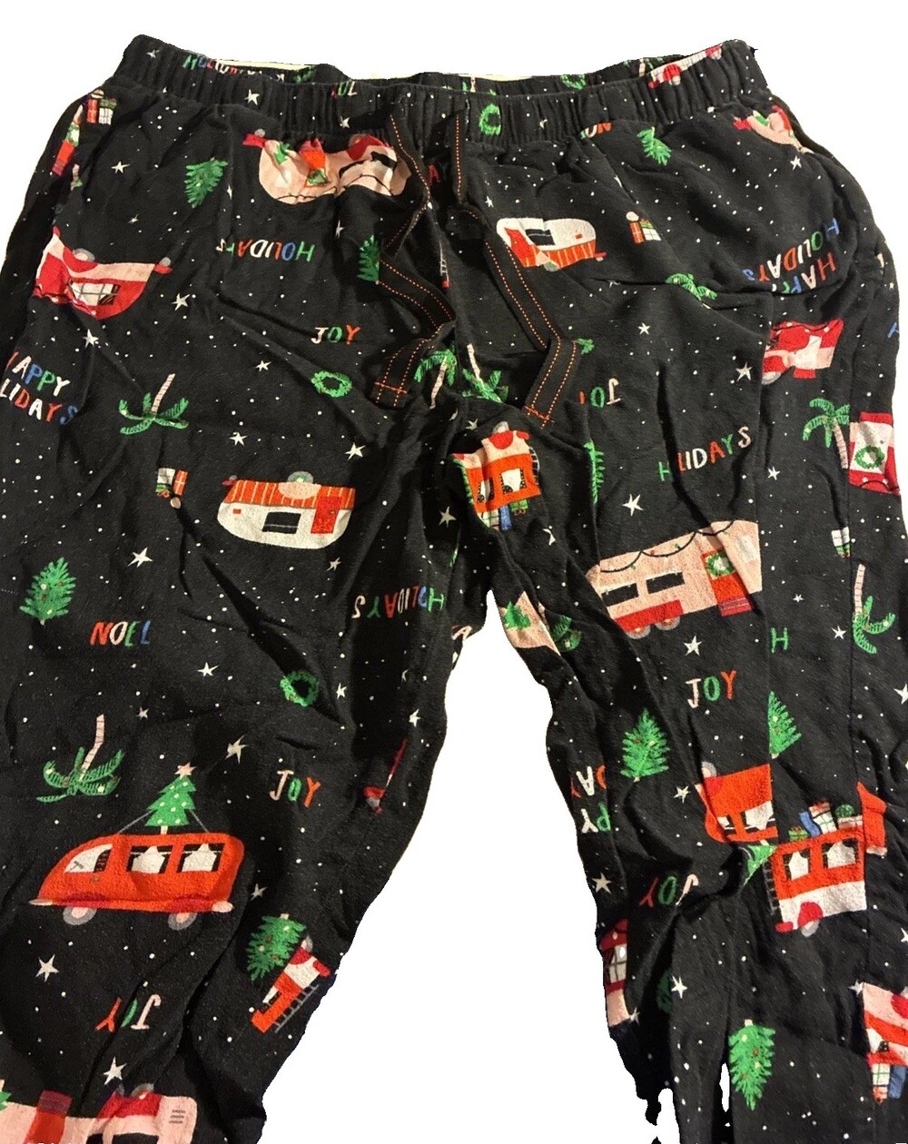 Old Navy Pajama Pants L Black Christmas Camper Sleepwear Drawstring